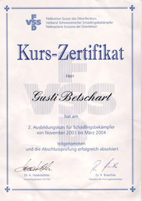 Cepa Zertifikat Gusti Betschart